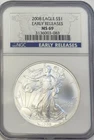 2008 Silver Eagle NGC MS69 Early Releases
