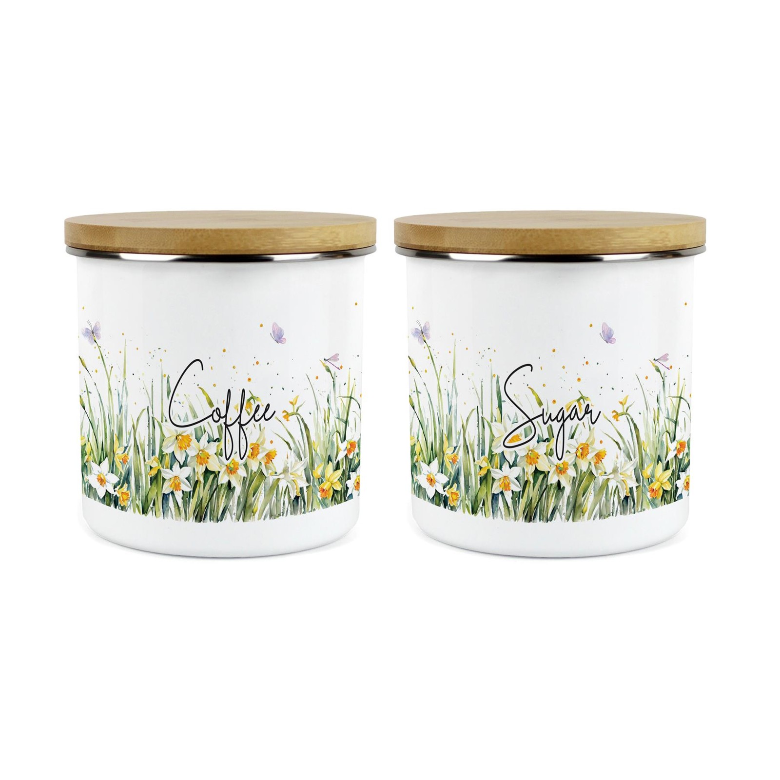 Spring Daffodils Coffee & Sugar Storage Canisters - Yellow Floral Jar Gifts