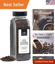 High Oil Whole Tellicherry Black Peppercorns - 1.12 lb Jar for Remarkable Flavor