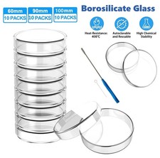 60/90/100mm Glass Petri Dishes with Lids Autoclavable Lab Petri Plates Reusable