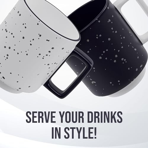 Stackable Coffee Mugs 2 Pc Set | 14oz Ceramic Cups for Kitchen Countertop, - Picture 7 of 8