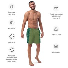 Recycled Swim Trunks-Banana leaf Panel Hawaii Print