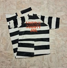 Bob Barker Black/White Striped Jumpsuit Jail Prison Inmate Size Medium