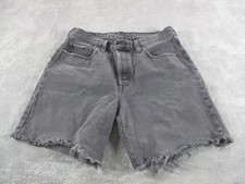Vintage Levi's 501 Denim Shorts Womens 28 Gray Button Fly Frayed Hem Big E