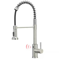 Single-Handle Touchless Sensor Gooseneck Pull-Down Sprayer Kitchen Faucet in Bru