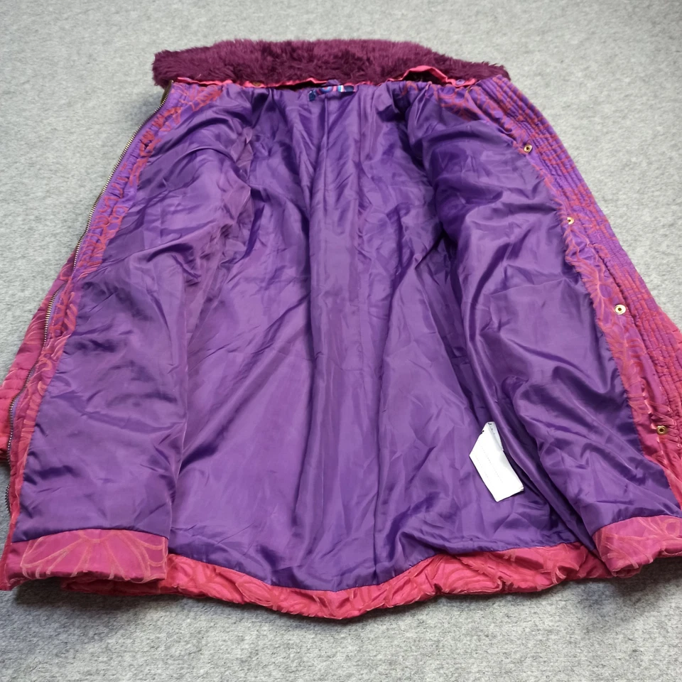 Abrigo acolchado Desigual para niñas 11-12 años púrpura rosa con cinturón parka chaqueta larga Foto 3 de 4