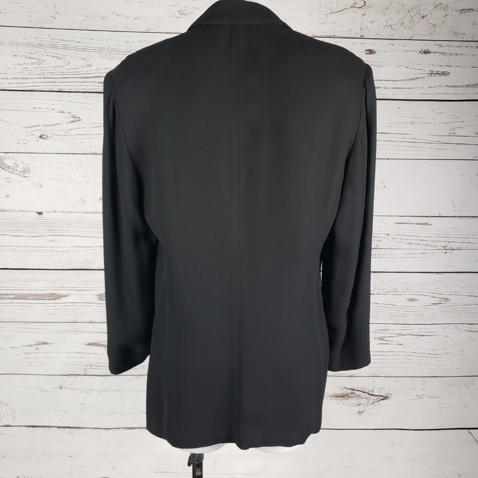 MaxMara 2-Button Solid Black Black Blazer Jacket … - image 8