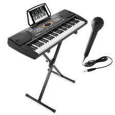 OPEN BOX - 61-Key Electronic Keyboard Piano with USB, Mic, & Stand