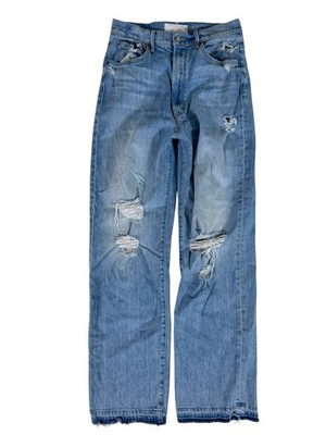 #ad Mother Light Wash High Waisted Tunnel Vision Sneak Undone Hem Jeans Women#x27;s 30 $60.00