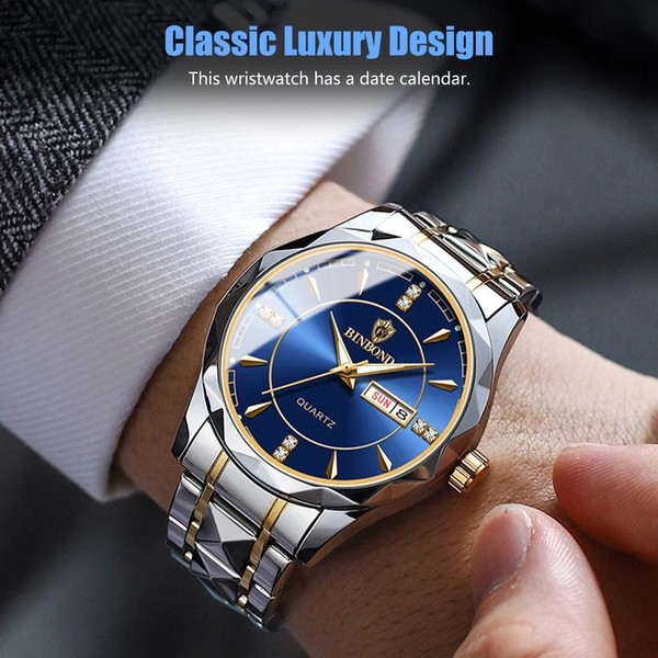 Reloj Hombre Impermeable Acero Inoxidable Cuarzo Clásico Luminoso de Negocio 2