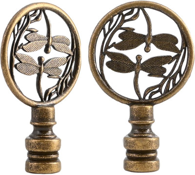2 Pack Brass Lamp Finial for Oriental Asian Lamp Shade, Antique Metal Decorat...