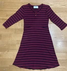 Girl's Old Navy Burgundy/Black Striped Ribbed Dress size 8 EUC