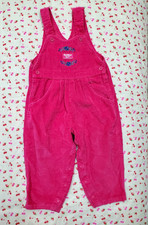 Vtg 90's OshKosh B'gosh Hot Pink Wide Wale Corduroy Overalls 3T USA Made Vestbak