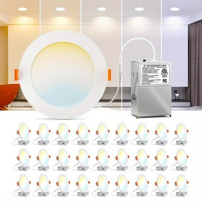 3 Inch 24Pack 5CCT LED Recessed Dimmable Ceiling Light With Junction Box