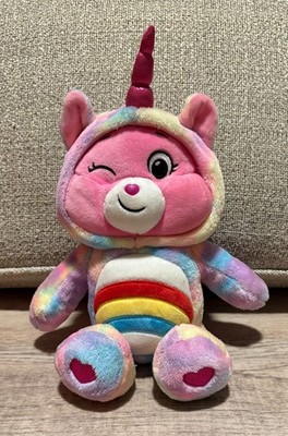 Care Bears Unlock The Magic CHEER BEAR Plush Toy Unicorn Hood Rainbow Wink Cute