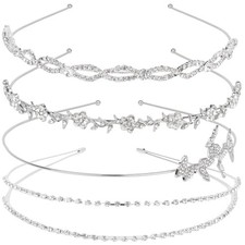 4 Pack Silver Rhinestone Headbands Wedding Beadband Bridal Headband For Women...