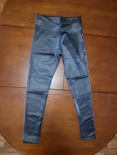 Women's High Waist Faux Leather Wet Look Leggings Black Size L NWT Stretch Skinn