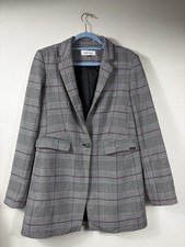 Calvin Klein Women's Plaid Blazer Jacket Single Button Size 10 Career Preppy