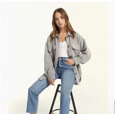 Z SUPPLY Trucker Jacker Grey Fuzzy Oversized Size Extra Small