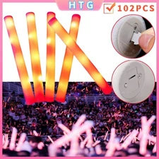 102PCS Light Up Foam Sticks Red LED Wands Batons DJ Flashing Glow Vocal Concert