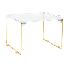 U Brands Mesh Locker Organizer Shelf 11" x 10" x 8" White Gold Stackable s1