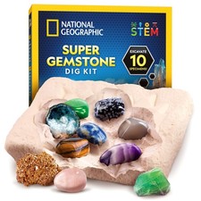 National Geographic Gemstone Dig Kit Dig Up 10 Real Gemstones and Crystals,...
