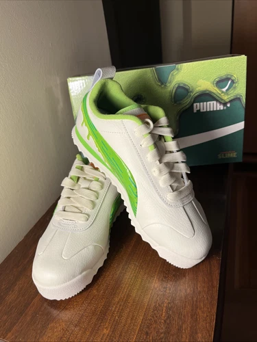 Sneaker PUMA Roma Slime Nickelodeon bambino taglia US 3C avorio brillante verde lime nuove con scatola