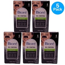 Biore Charcoal Oil Control Pore Strips 6 Ct 5 Pack New