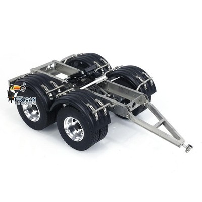 2 Axles 1/14 Metal Trailer with Fifth-wheel Traction for LESU RC Tractor Truck