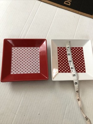 ebay lovely heart plates stoneware 5.5  Square New In Box
