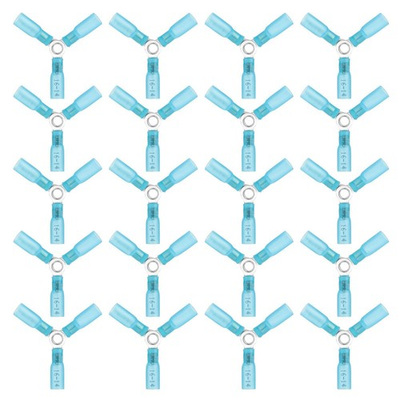 #ad 20 Pcs 3 Way Heat Shrink Wire Connector Crimp Y Ring Shrink Butt Connectors $30.15