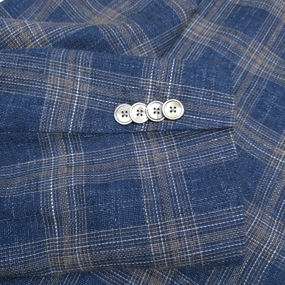 $695 Hugo Boss Hutson 233 синий клетку Slim Fit спортивное пальто куртка мужской размер 38R - Изображение 3 из 4