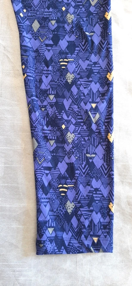 Lularoe Leggings Altos y Curvilíneos Púrpura/Amarillo Geométricos Elastizados Pantalones 28" Cintura  Foto 3 de 4