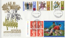 Rugby World Cup Pane Cardiff 1999 + Stevenage 1971 GB FDC DOUBLED (52124)