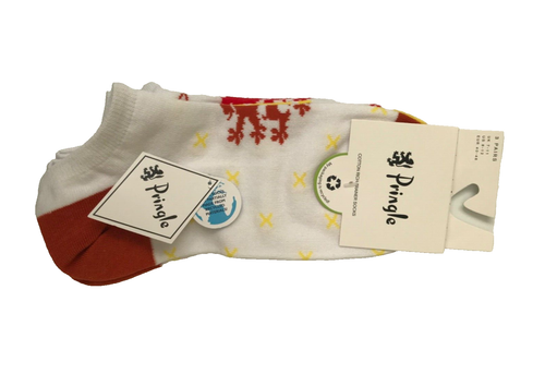 Pringle Men's 3-Pack Low Cut Colour Pop White Trainer Sports Socks Size 7-11 New - Picture 10 of 15