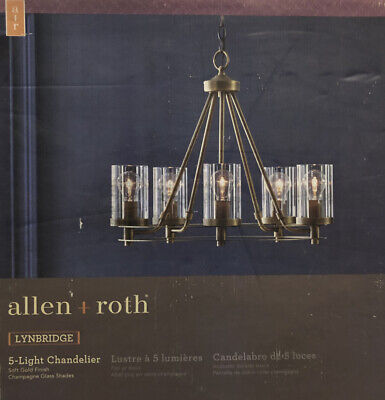 Allen Roth Lynbridge 5 Light Soft, Allen Roth Latchbury 30 5 In Brushed Nickel Table Lamp With Glass Shade