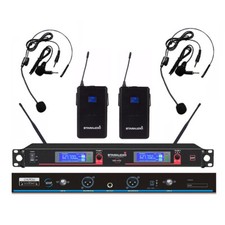 2CH UHF Wireless Microphone Audio Church Headset Microphone Stage Karaoke Mics