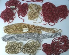Christmas Beaded Garland Strands Lot Red Gold Color Beads Home Tree Decor 5 Lbs