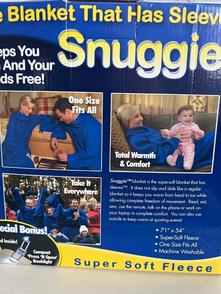 The Original Snuggie Blanket Blue Fleece With Sleeves  Open Box - Image 2 of 4