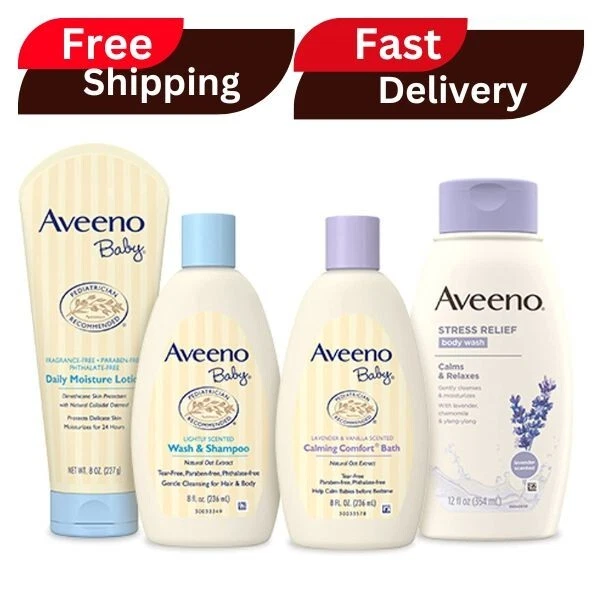 Aveeno Baby Mommy & Me Daily Bathtime Gift Set,Baby Wash, Shampoo, lotion 4 item