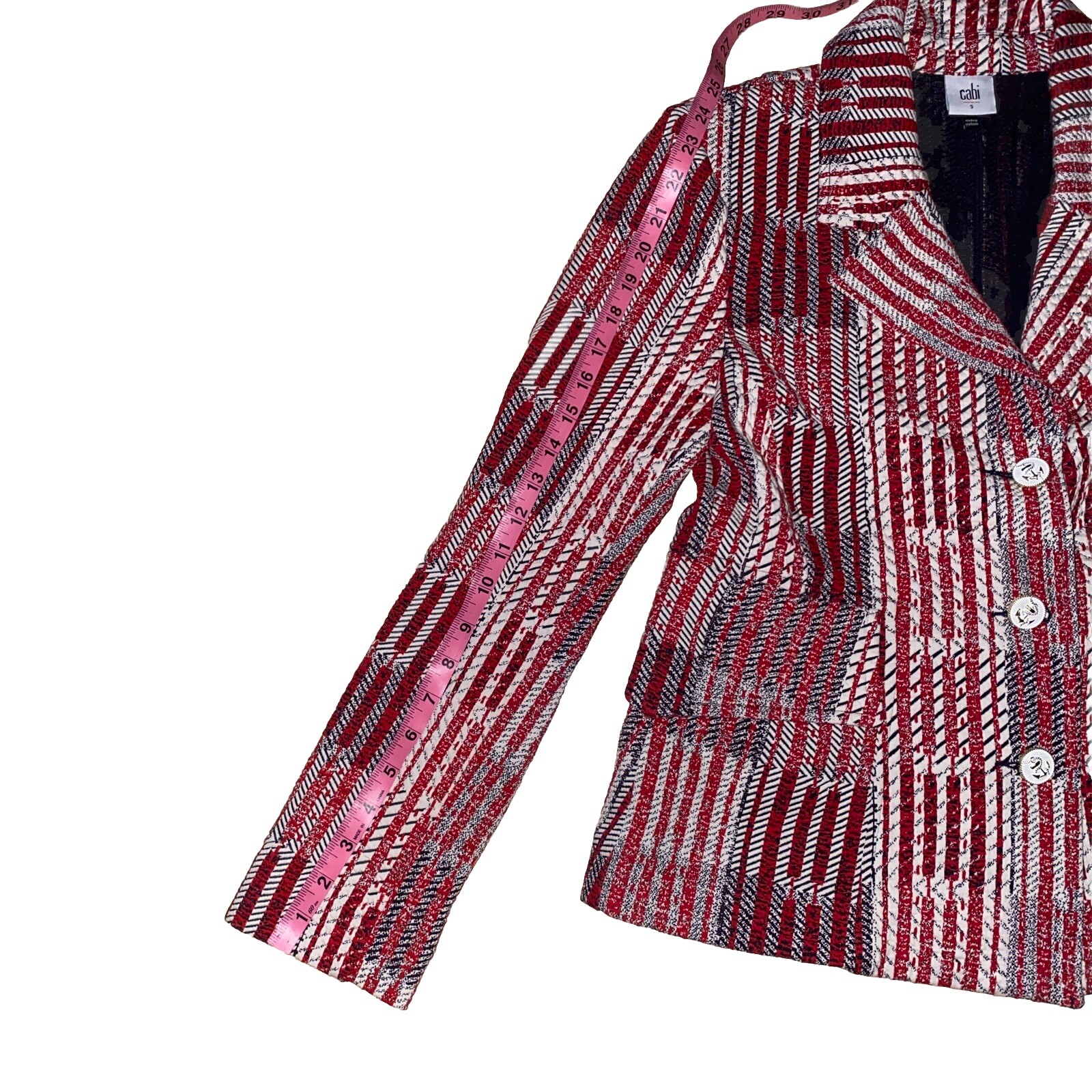 Cabi Small Patchwork Nautical BlazerRed White Nav… - image 17