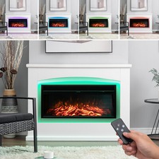 Electric Fireplace Suite 34" Fire Surround Suit Set with 7 LED Flames Backlight