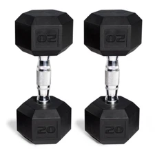 Rubber-Coated Hex Dumbbells Set of 2 Home Gym Fitness Exercise Workout See Sizes