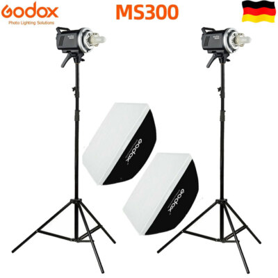 2X Godox MS300 2.4G Studio Blitz Blitzlicht  + 60x60cm Bowens Softbox + Stativ
