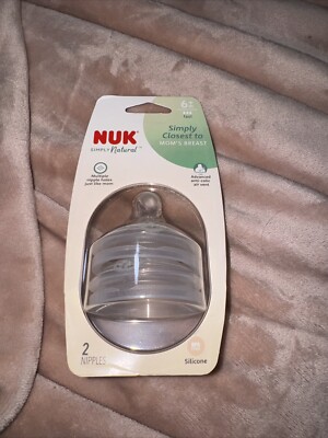 New Nuk Simply Natural 2pk Nipple. 6+M Fast Flow, BPA Free-Anti Colic-multi Hole