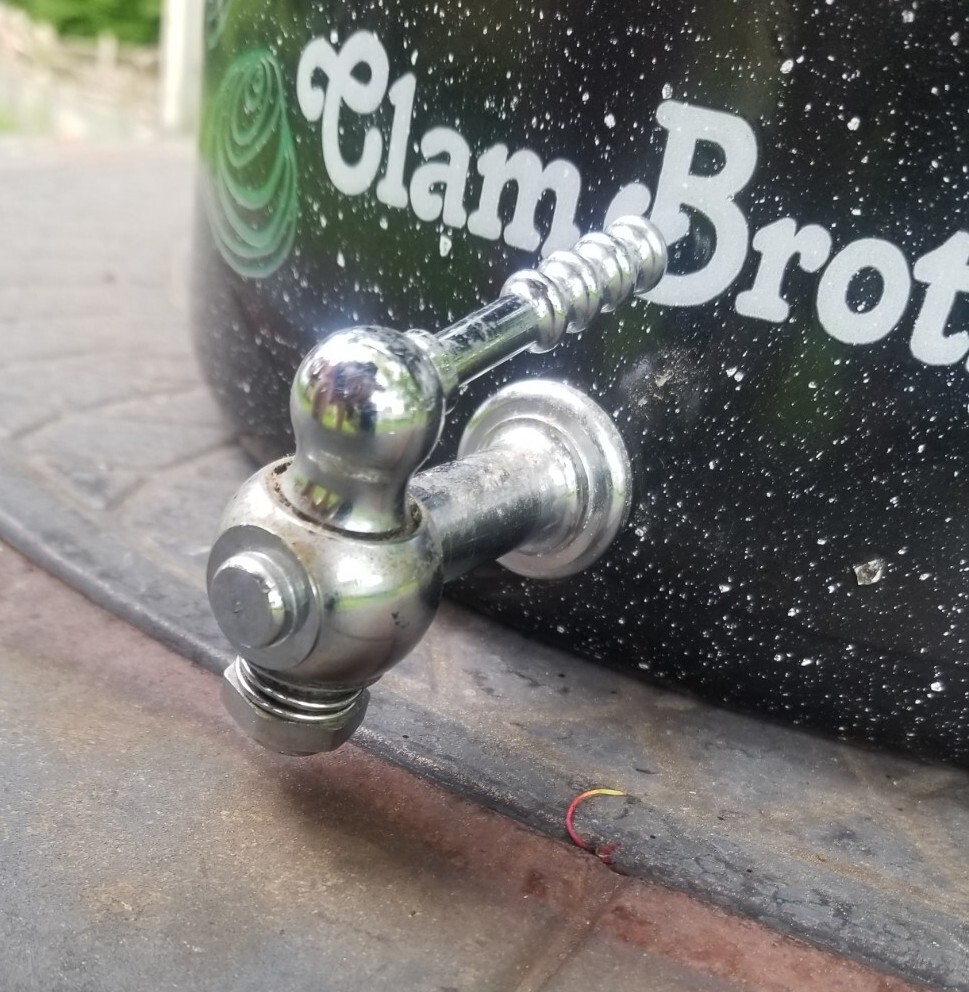 Vtg Enamel Double Steamer Lobster Pot w/Broth Spigot New England Clam