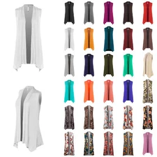 MixMatchy Lightweight Sleeveless Draped Open Front Cardigan Vest