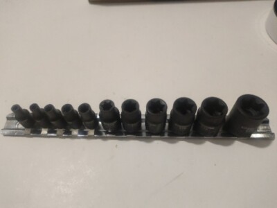 CASOMAN 11 PC Female E-TORX Star Socket Set with Rail, Female External Star Set,