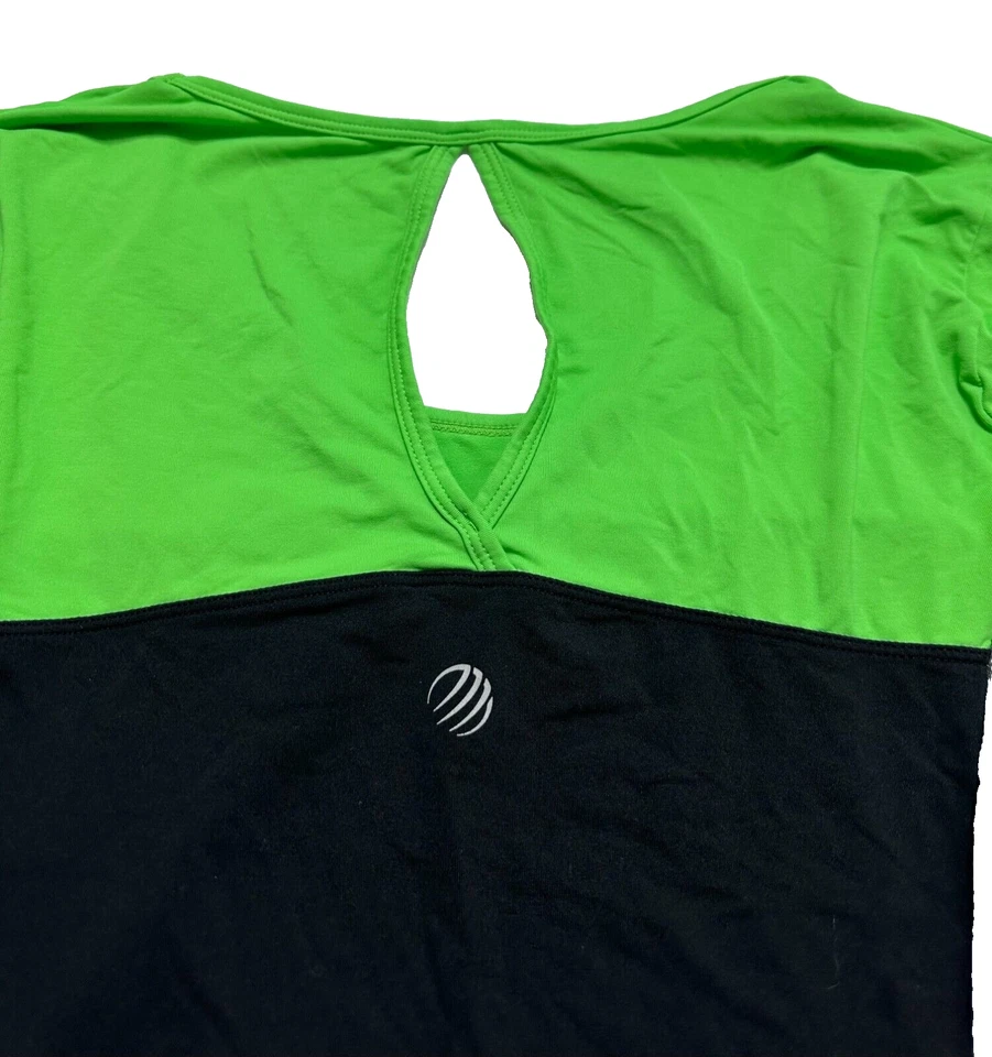 MPG женщин Athletic зеленый серый черный Colorblock с длинными рукавами замочная скважина назад размер L - Изображение 4 из 4