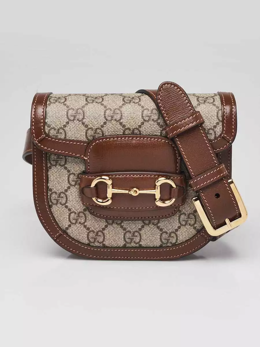 Sac ceinture Gucci beige GG Supreme toile enduite Horsebit 1955 taille 100